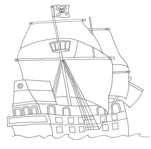 Desenho de Navio Pirata para Imprimir Grátis e Pintar