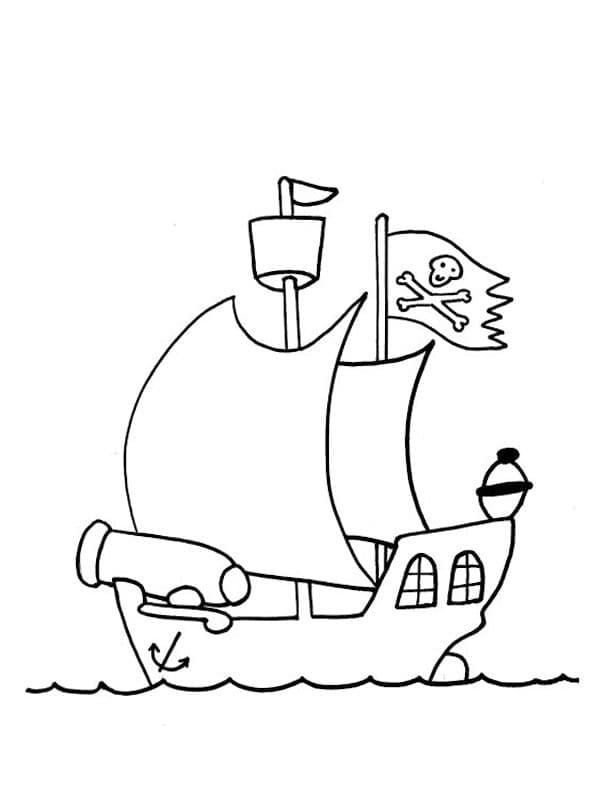 Desenho de Navio Pirata para Pintar Grátis