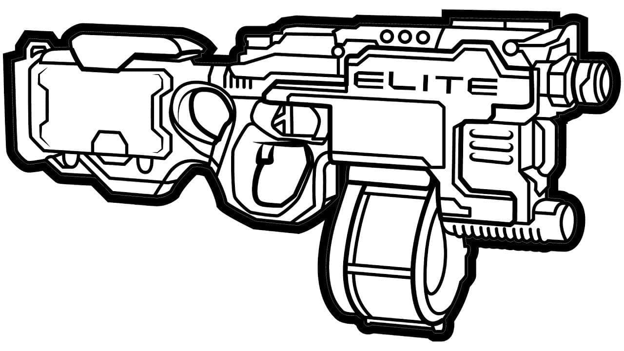 Desenho de Armá Nerf Elite para Colorir e Pintar
