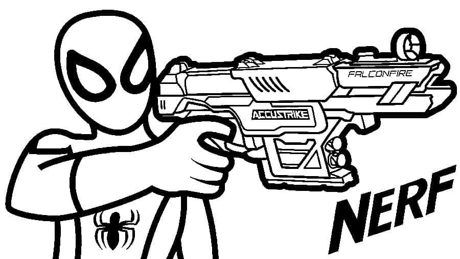 Desenho de Homem Aranha e Armá Nerf para Colorir e Pintar