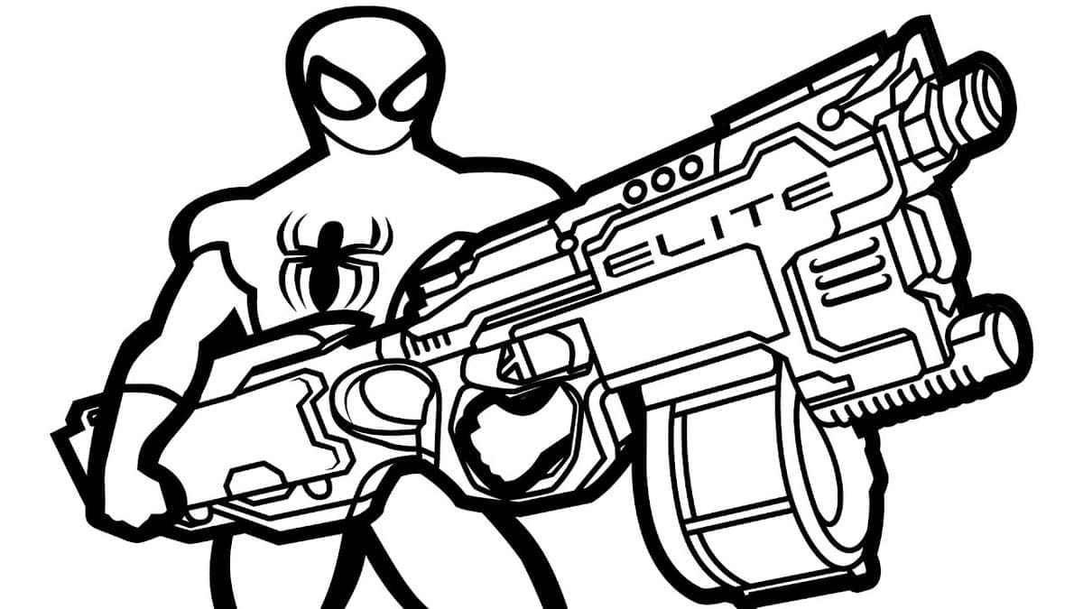 Desenho de Homem Aranha e Nerf para Colorir e Pintar