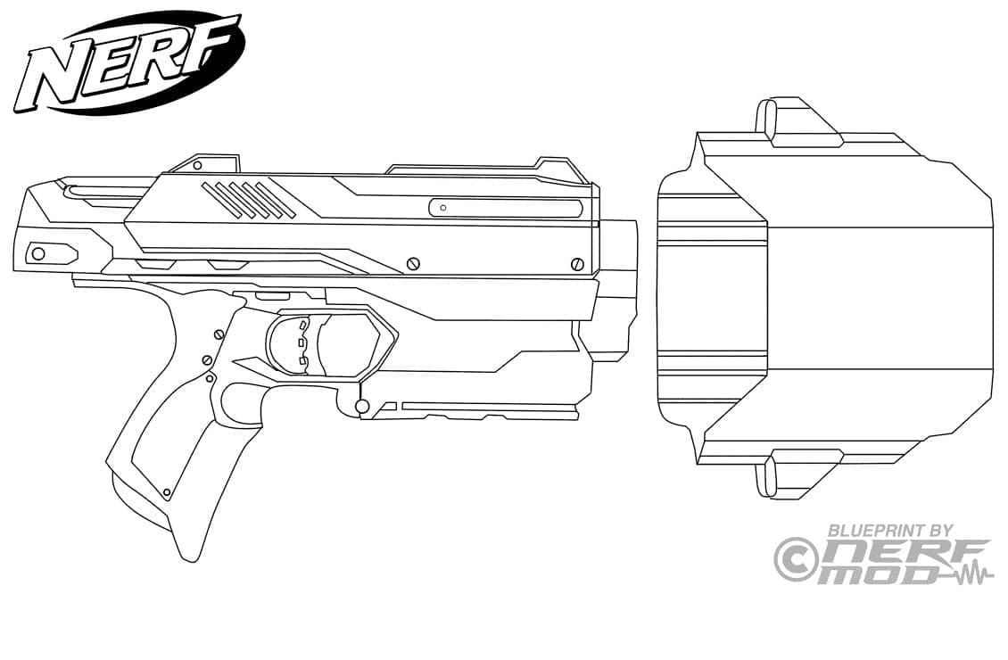 Desenho de Nerf Blaster para Colorir e Pintar