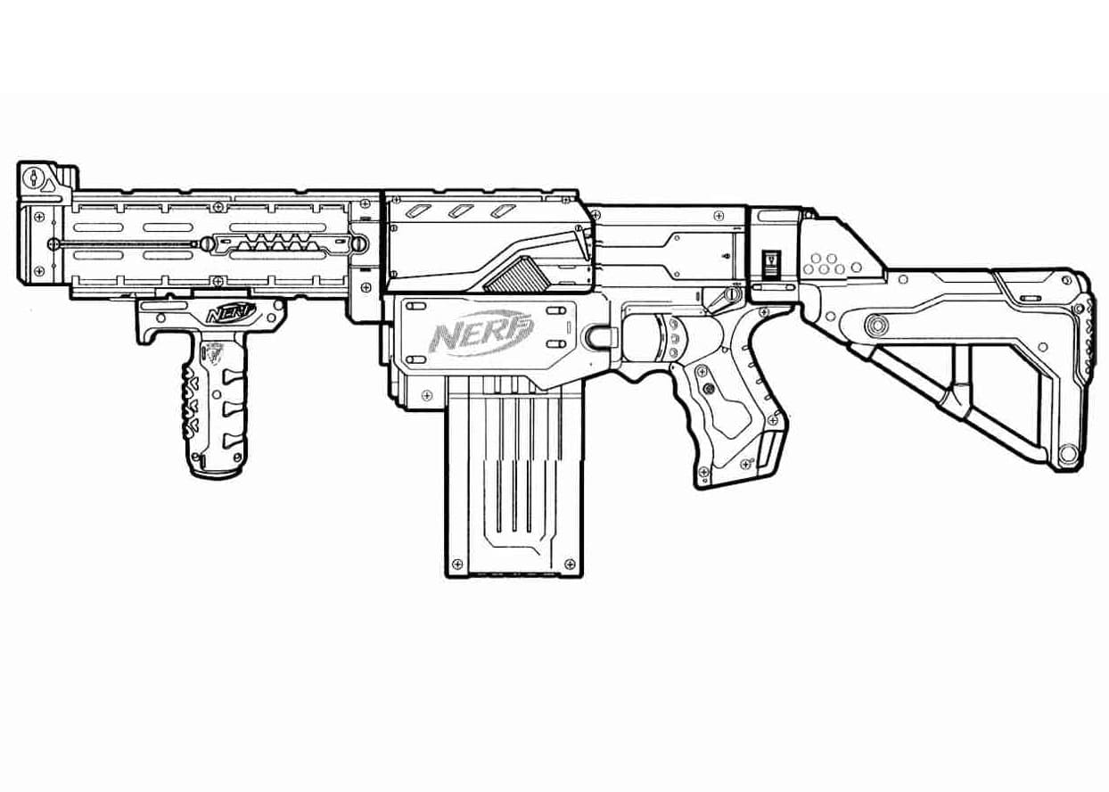 Desenho de Nerf Rifle para Colorir e Pintar
