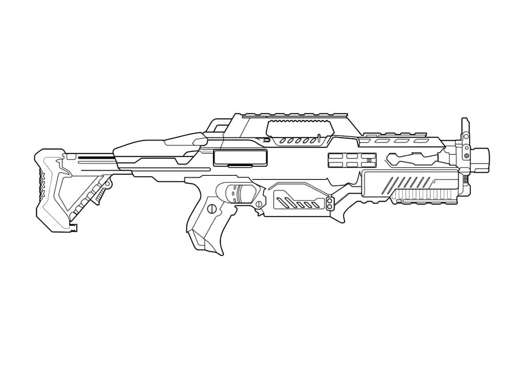 Desenho de Rifle Nerf para Colorir e Pintar