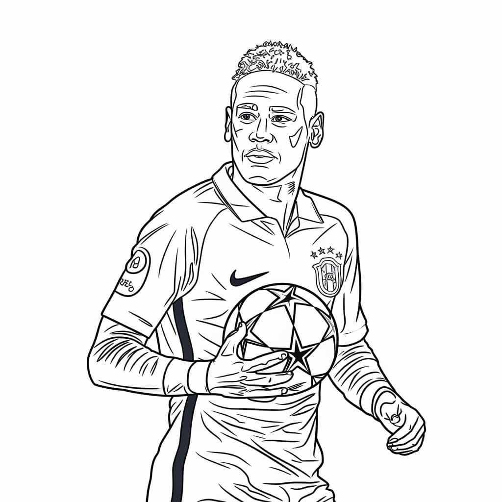Desenhos de Neymar Imprimivel para Crianças para Colorir e Pintar