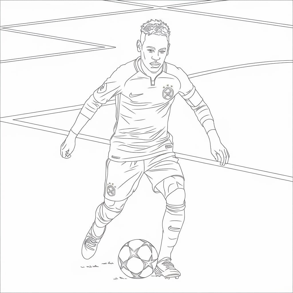 Desenhos de Neymar Jogando Futebol para Colorir e Pintar