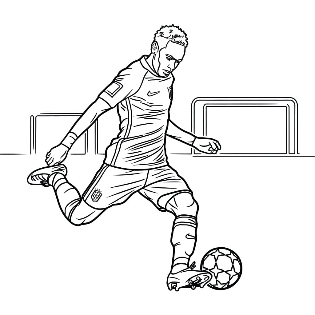 Desenhos de Neymar Está Jogando Futebol para Colorir e Pintar