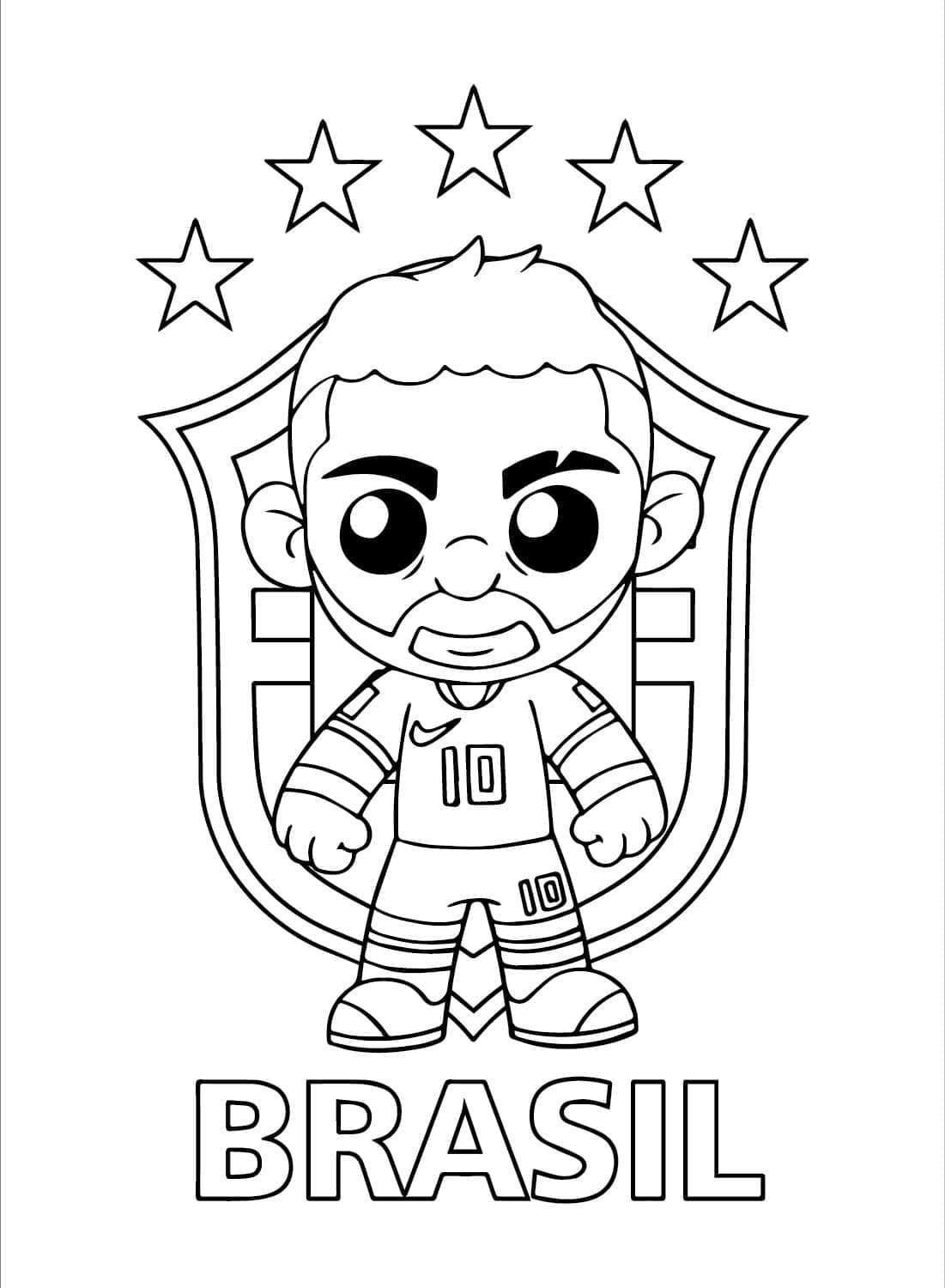 Desenho de Neymar Chibi para Colorir e Pintar