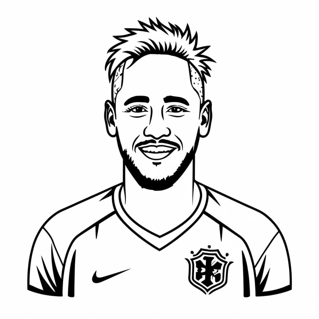 Desenho de Neymar Feliz para Colorir e Pintar