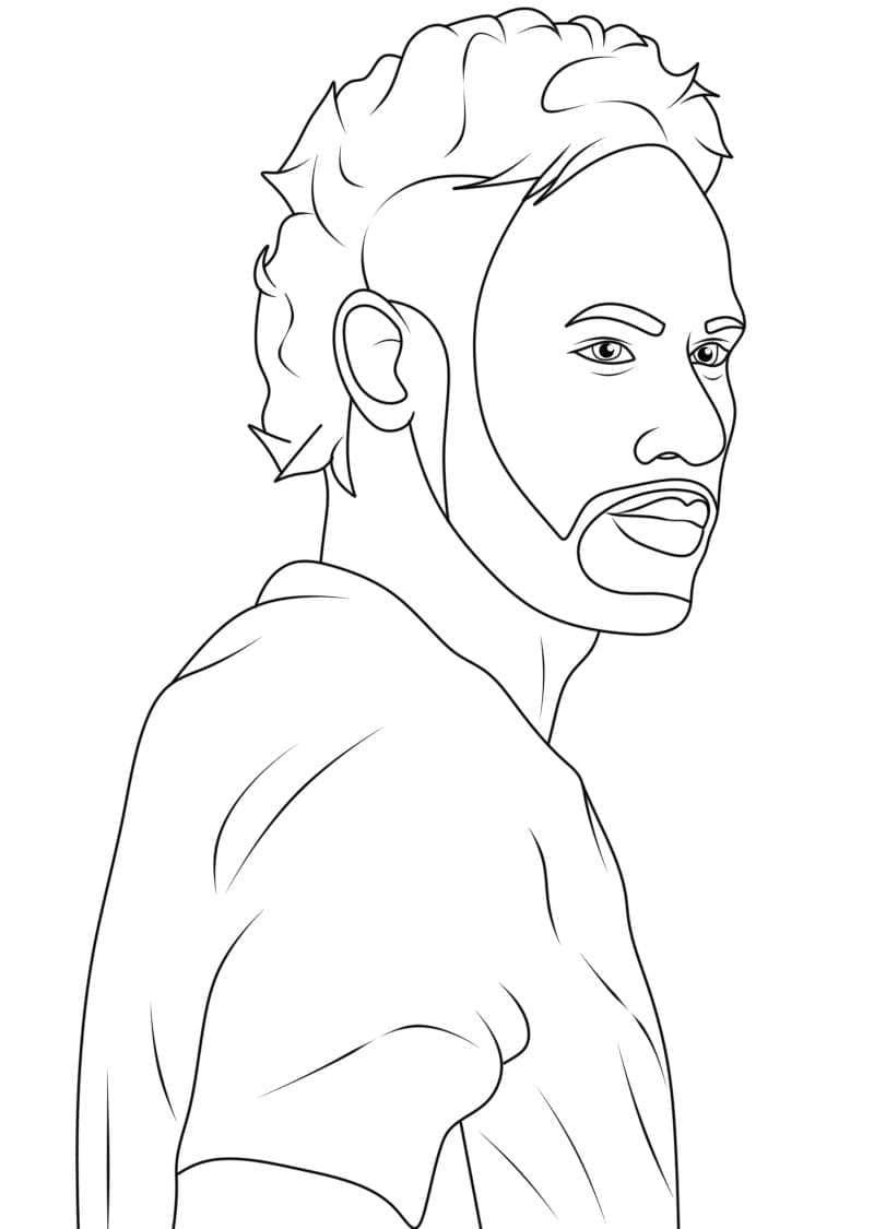 Desenho de Neymar Grátis para Crianças para Colorir e Pintar