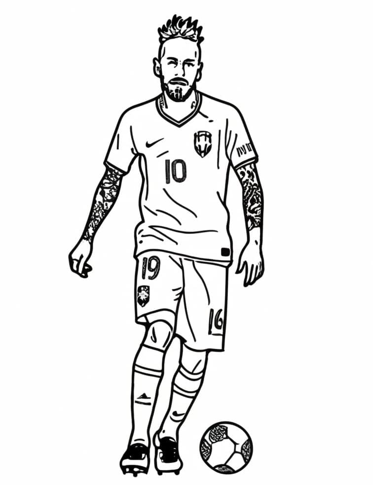Desenho de Neymar Grátis para Colorir e Pintar