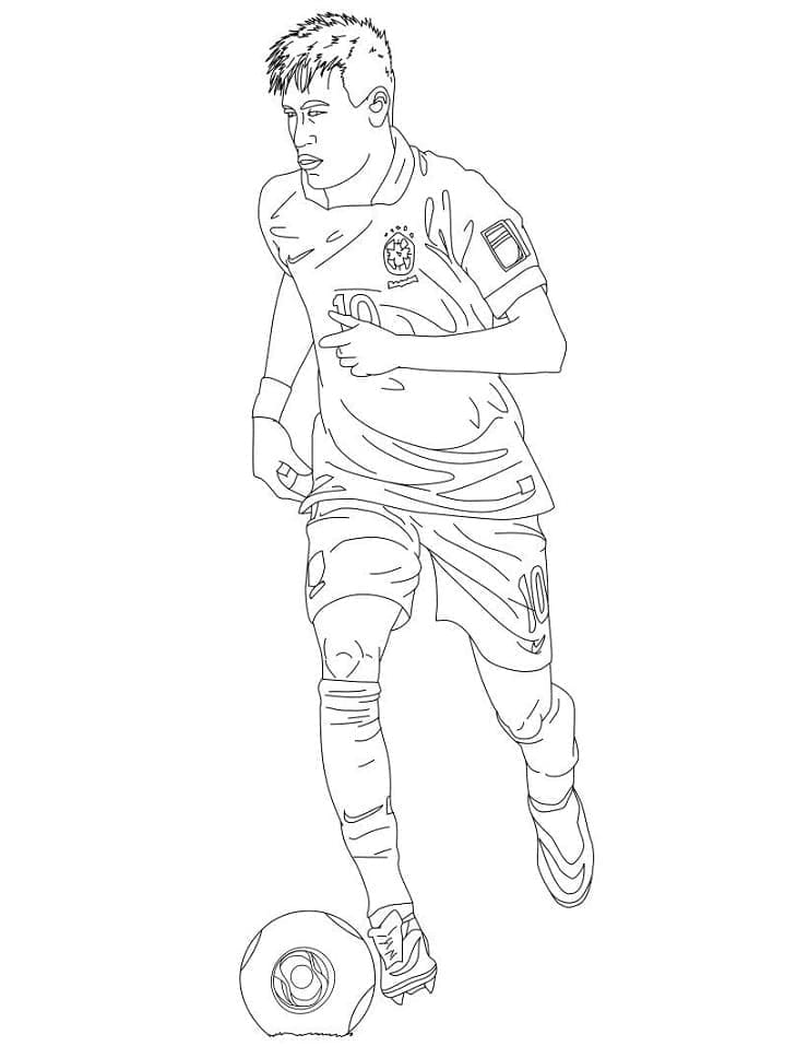 Desenho de Neymar Jogá Futebol para Colorir e Pintar