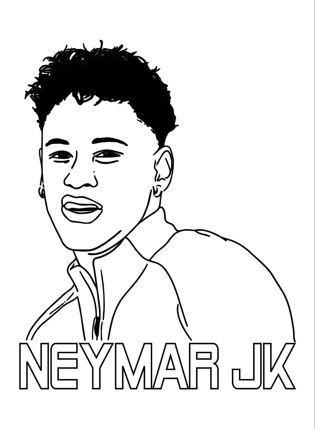 Desenho de Neymar Jogador de Futebol para Colorir e Pintar