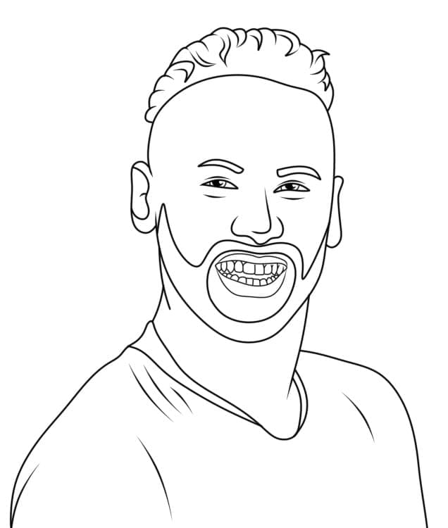 Desenho de Neymar Sorridente para Colorir e Pintar