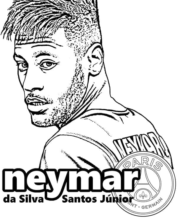 Desenho de Foto de Neymar para Colorir e Pintar