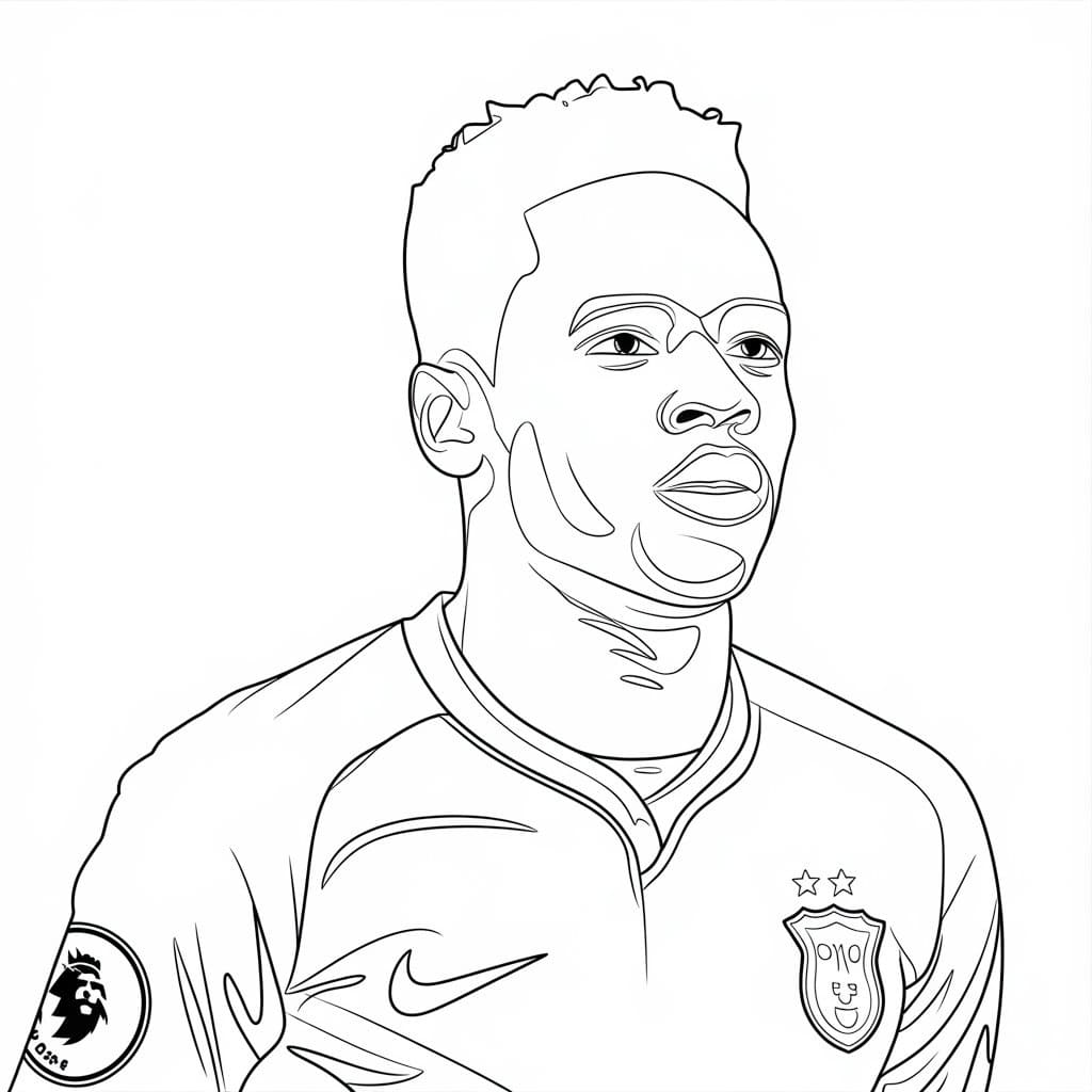 Desenho do Jogador de Futebol Brasileiro Vinicius Junior para Colorir e Pintar