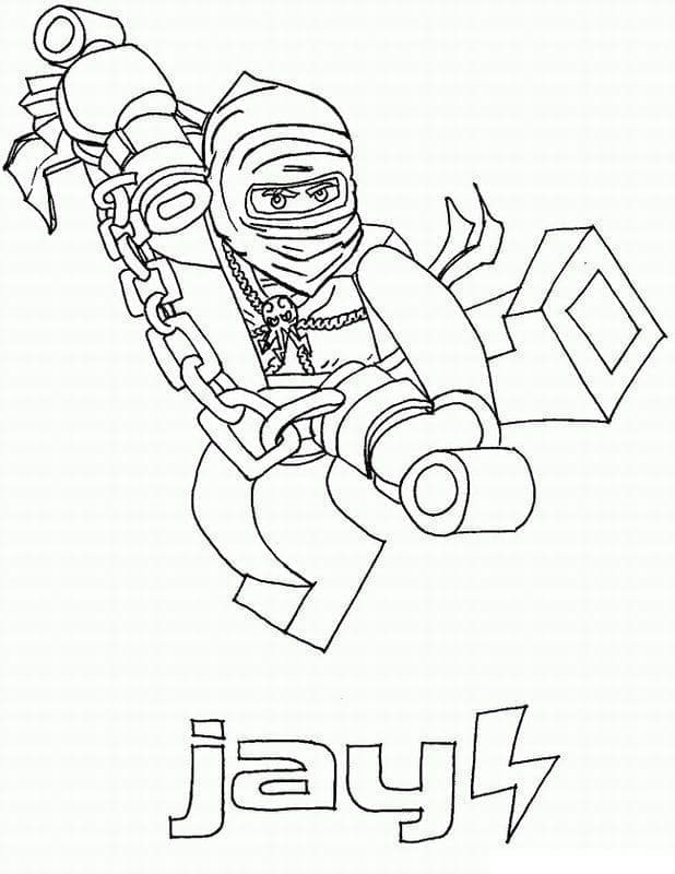 Desenho de Jay de Lego Ninjago para Colorir e Pintar