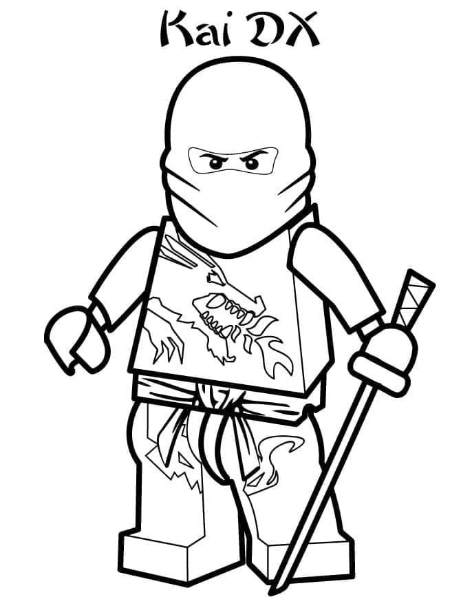 Desenho de Kai Dx de Lego Ninjago para Colorir e Pintar