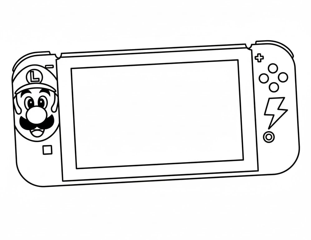 Desenho de Luigi e Nintendo Switch para Colorir