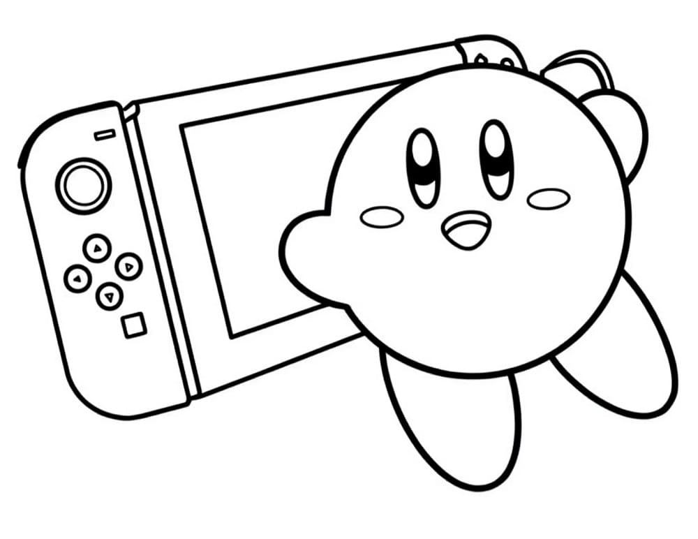 Desenho de Nintendo Switch e Kirby para Colorir