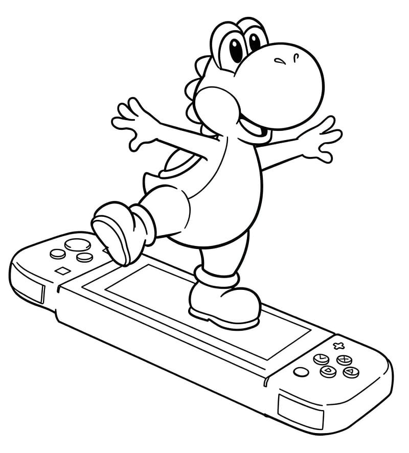 Desenho de Nintendo Switch e Yoshi para Colorir