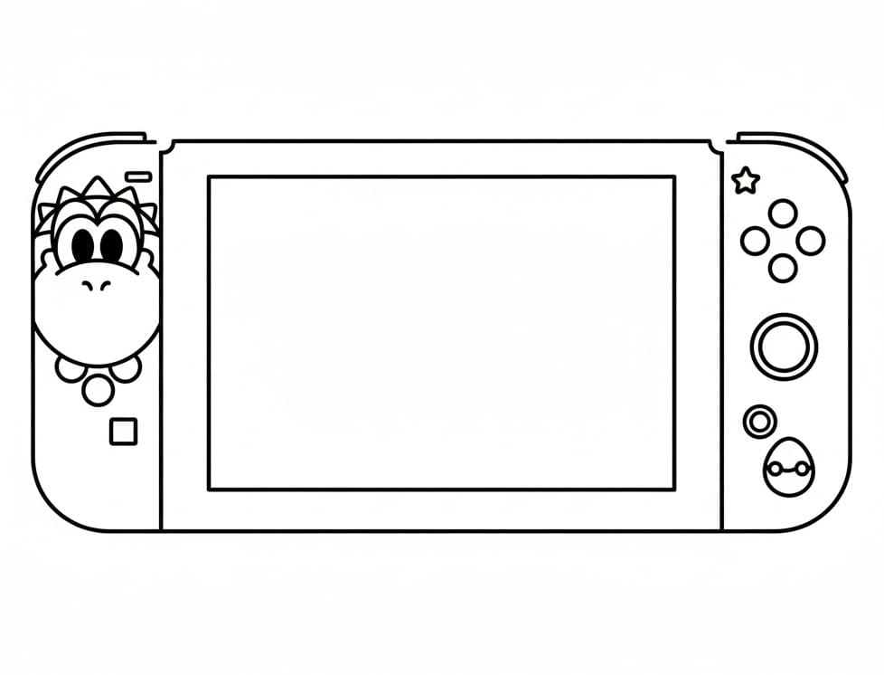 Desenho de Yoshi e Nintendo Switch para Colorir