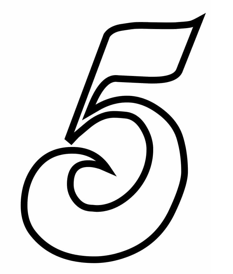 Desenho de Belo Número 5 para Colorir e Pintar