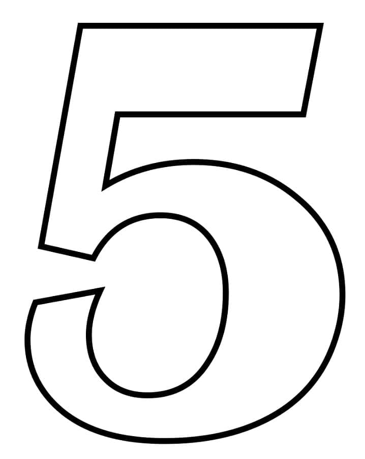 Desenho de Número 5 Perfeito para Colorir e Pintar