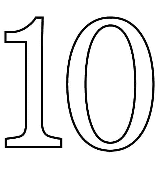 Desenho de Número 10 Grátis para Colorir e Pintar