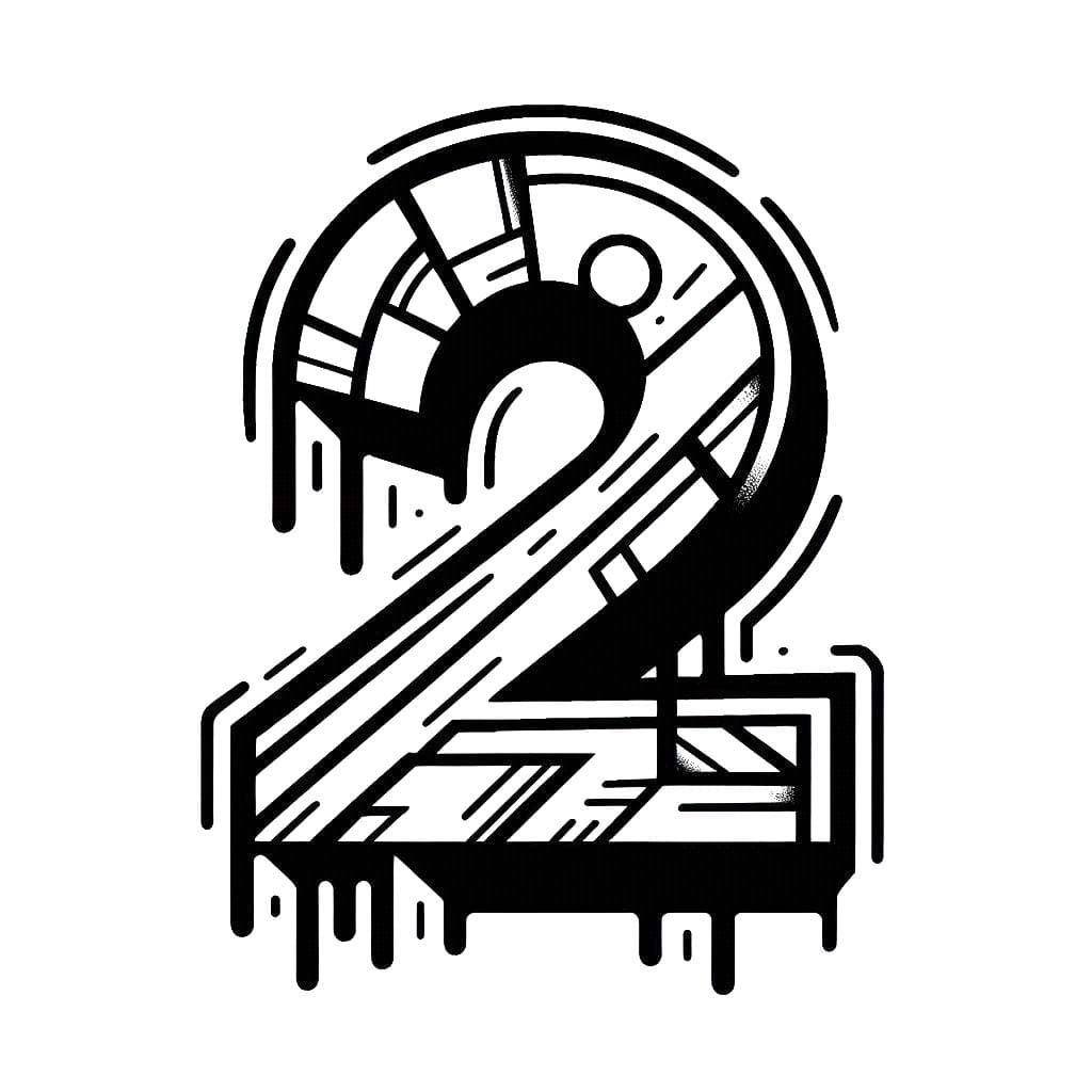 Desenho de Grafite Número 2 para Colorir e Pintar