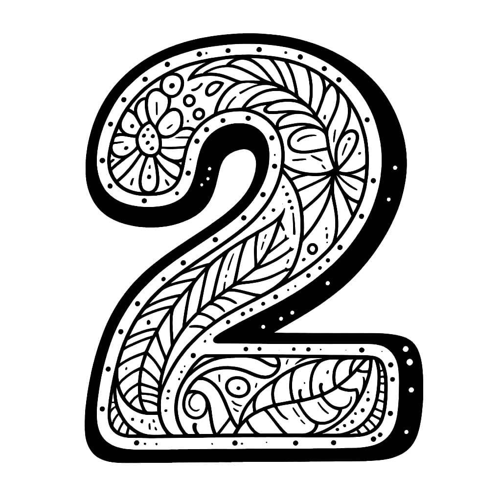 Desenho de Mandala Número 2 para Colorir e Pintar