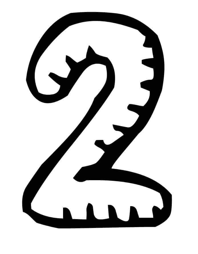 Desenho de Número 2 Grátis para Crianças para Colorir e Pintar