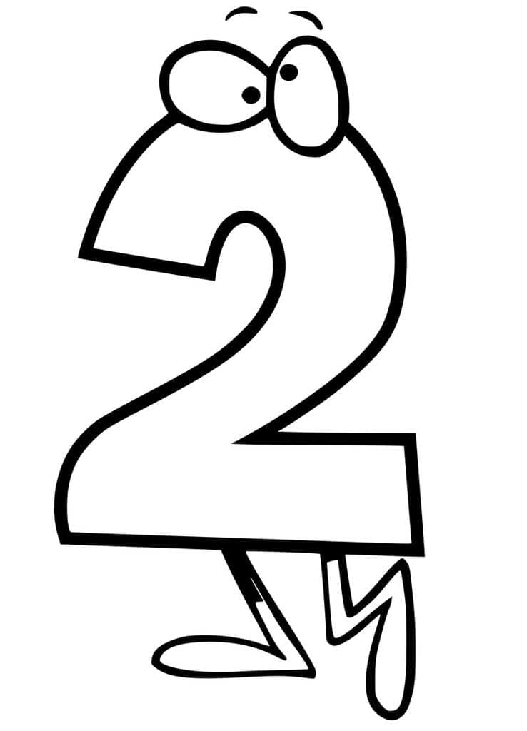 Desenho de Número 2 para Crianças para Colorir e Pintar