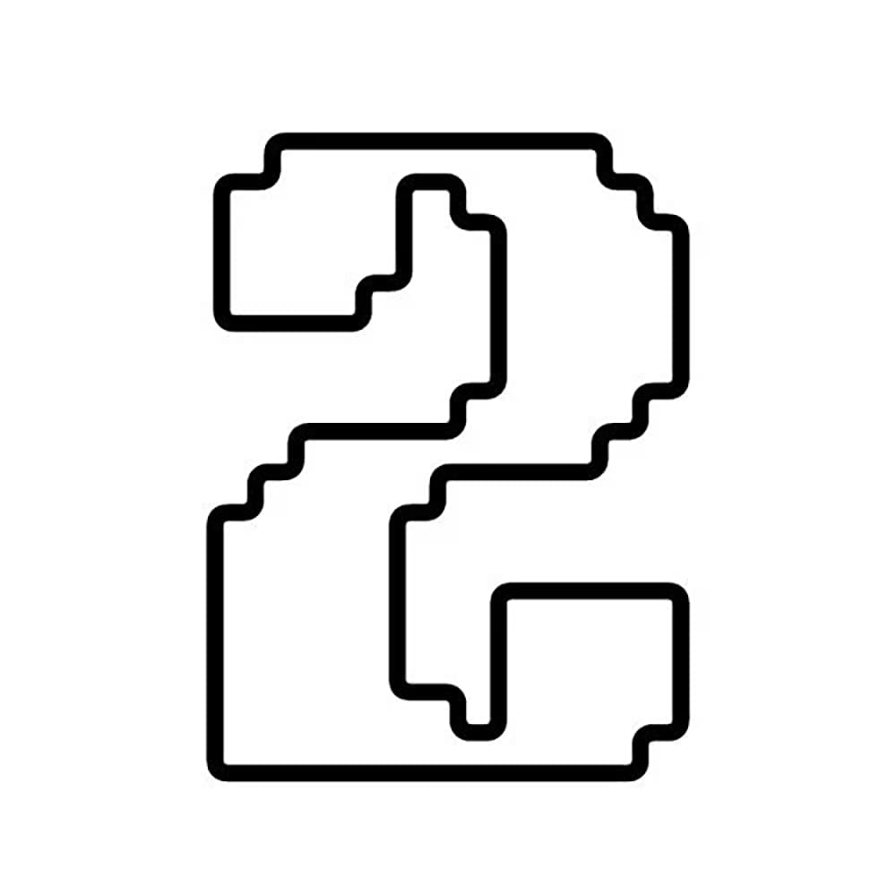 Desenho de Número 2 Pixels para Colorir e Pintar