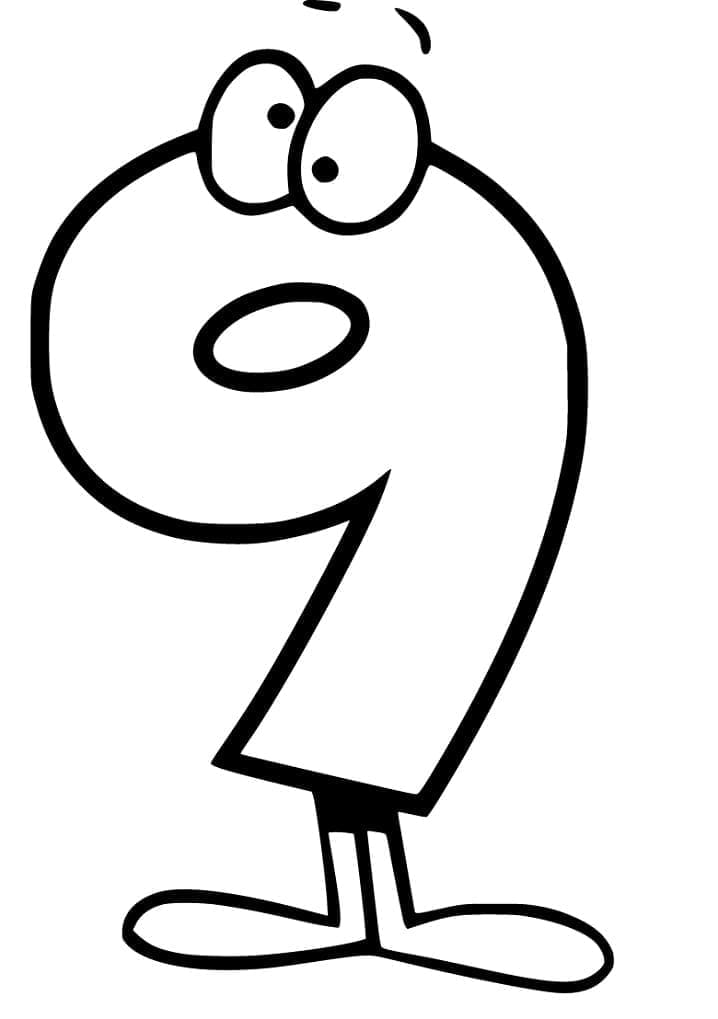 Desenho de Número 9 Hilariante para Colorir e Pintar