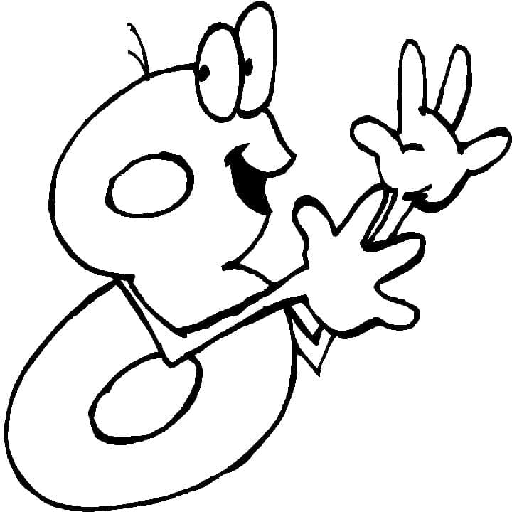 Desenho de Número 8 Animado para Colorir e Pintar