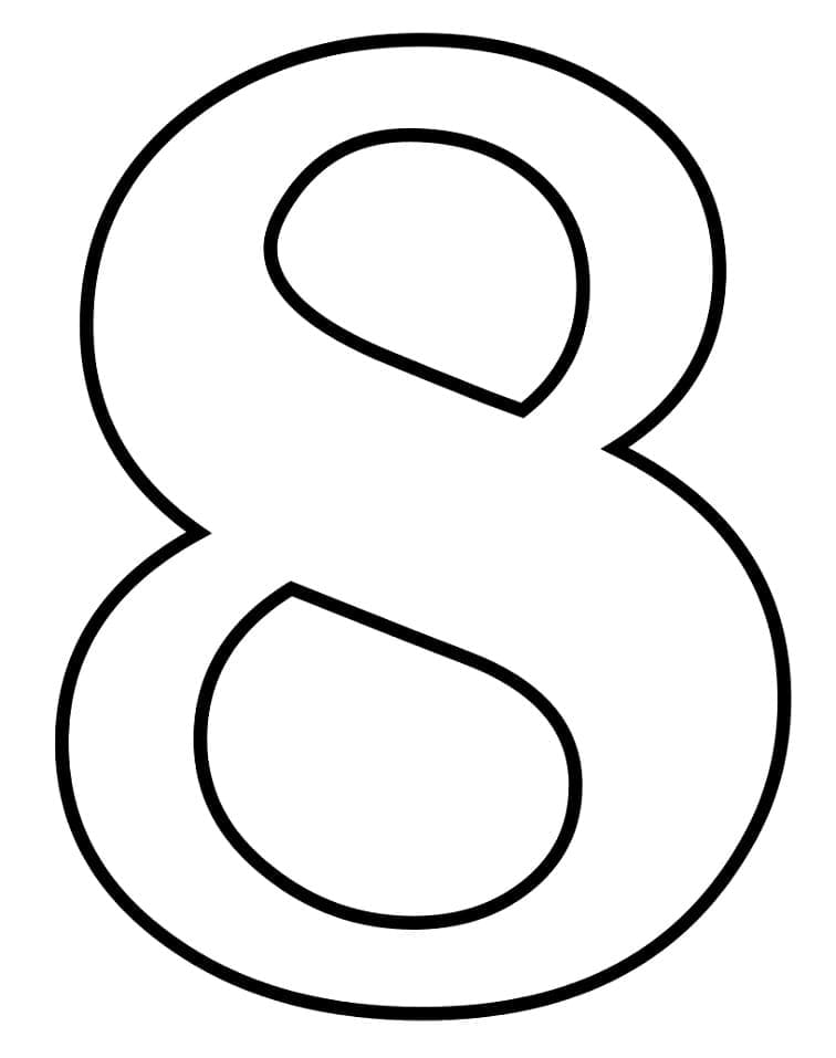 Desenho de Número 8 Perfeito para Colorir e Pintar