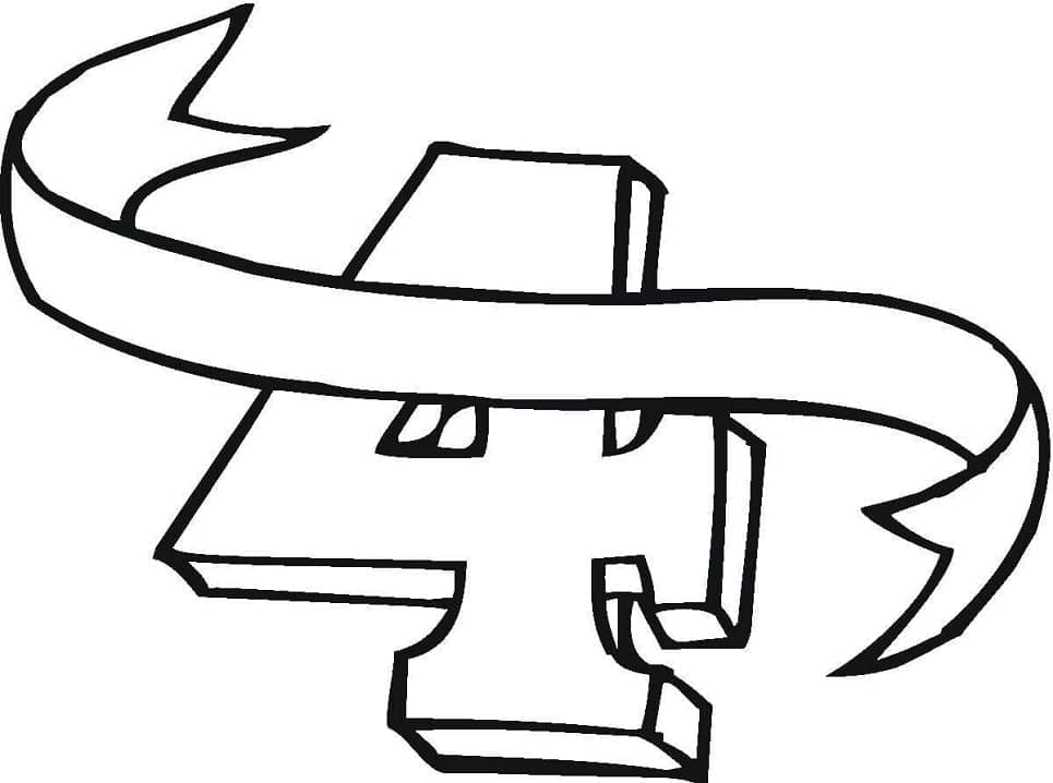 Desenho de Belo Número 4 para Colorir e Pintar