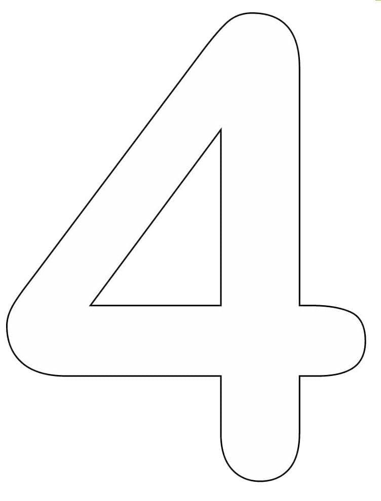 Desenho de Número 4 para Crianças para Colorir e Pintar