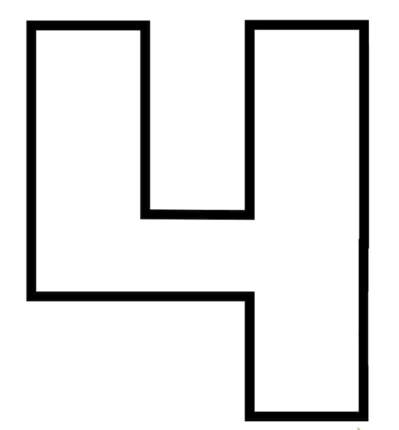 Desenho de Número 4 Simples para Colorir e Pintar