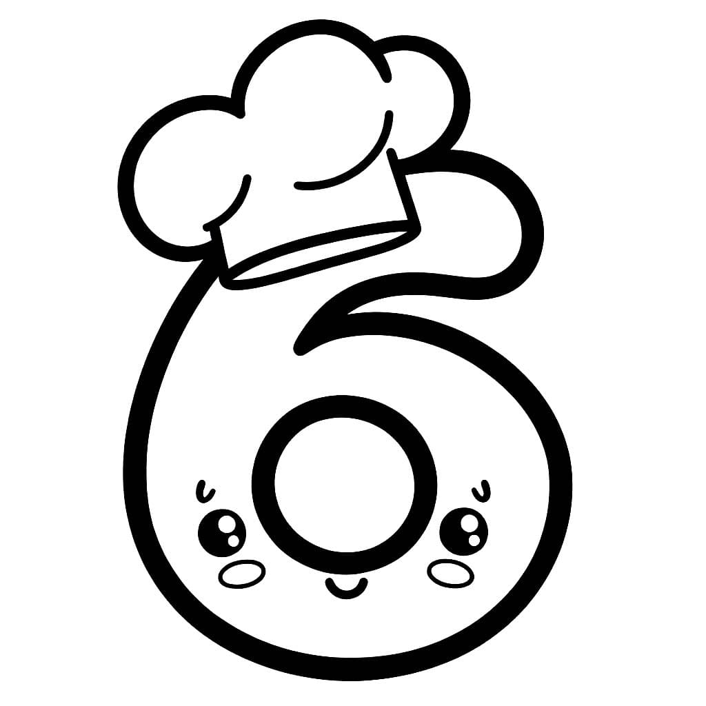 Desenho de Chef Número 6 para Colorir e Pintar