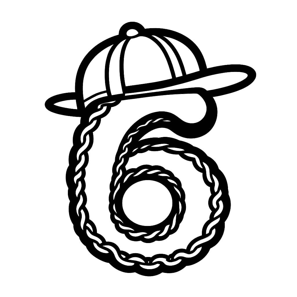 Desenho de Estilo Número 6 para Colorir e Pintar