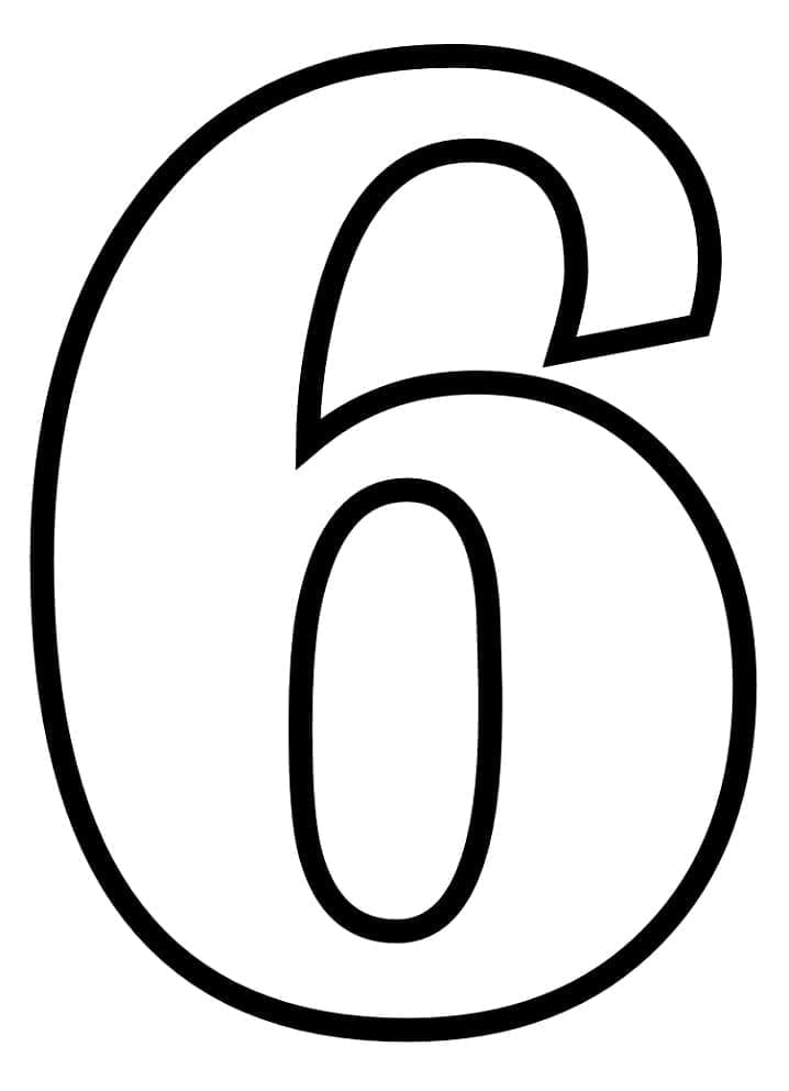 Desenho de Número 6 Perfeito para Colorir e Pintar