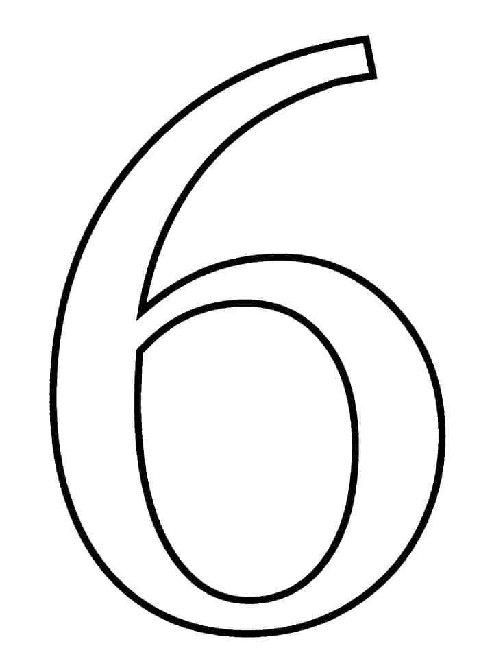 Desenho de o Número 6 para Colorir e Pintar