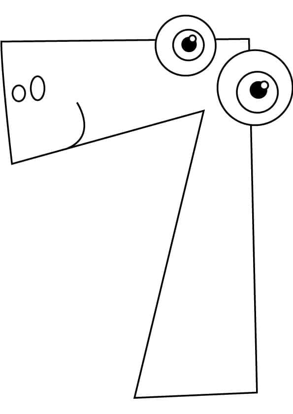 Desenho de Adorável Número 7 para Colorir e Pintar