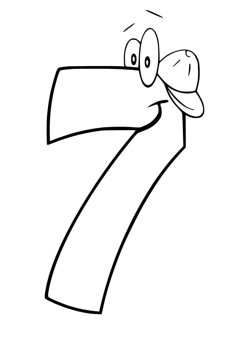 Desenho de Número 7 de Desenho Animado para Colorir e Pintar