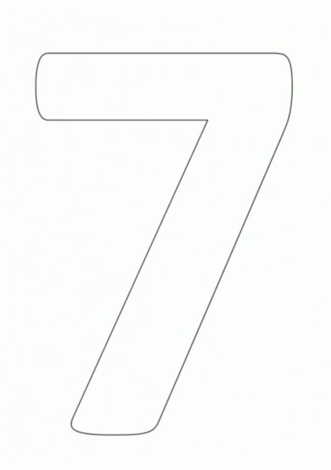 Desenho de Número 7 Simples para Colorir e Pintar