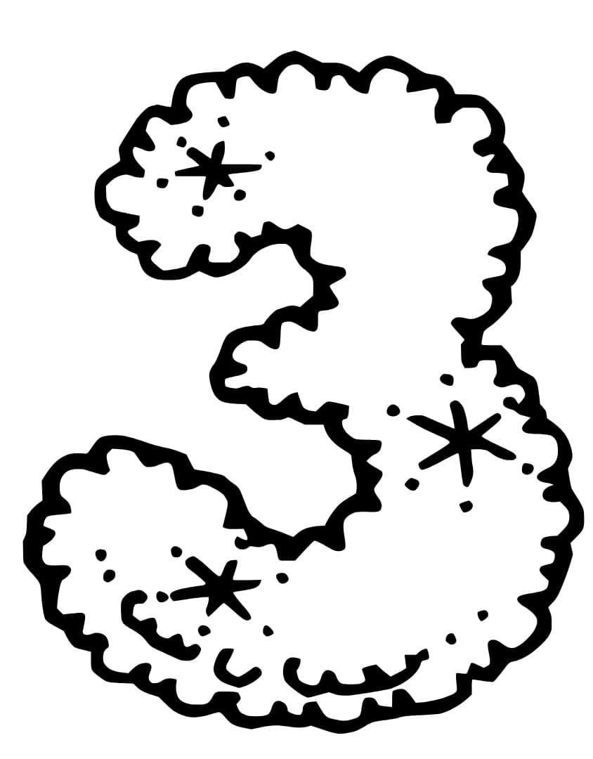 Desenho de Imagem do Número 3 para Colorir e Pintar
