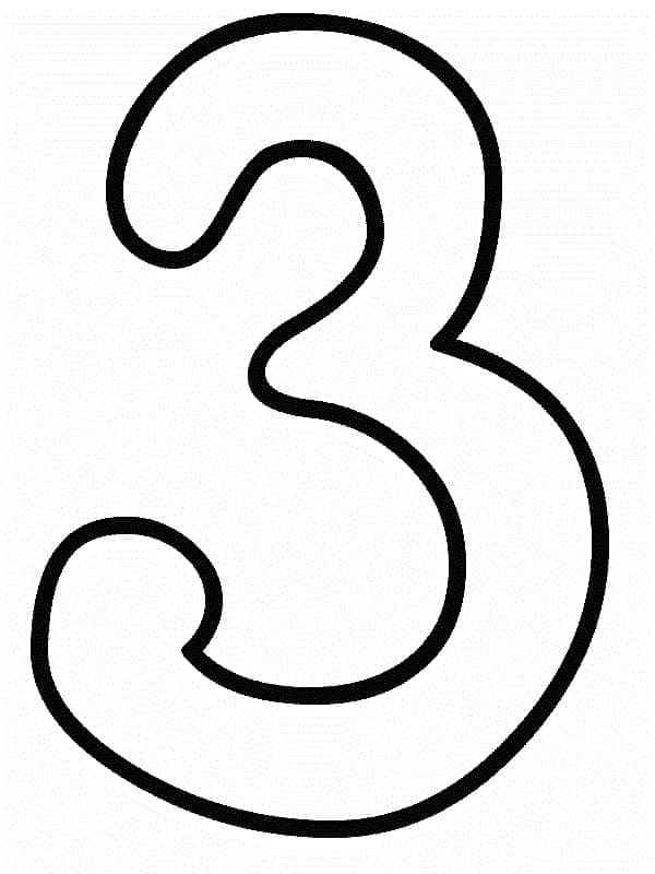 Desenho de Número 3 Fácil para Colorir e Pintar