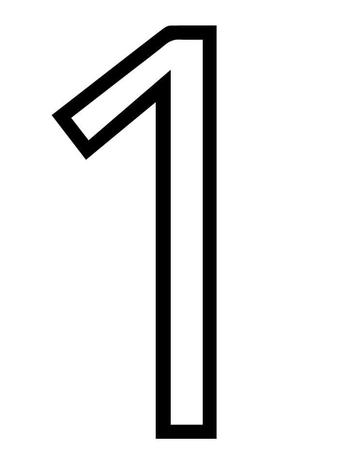 Desenho de Foto de Número 1 para Colorir e Pintar